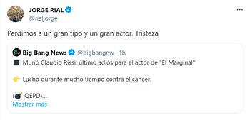 Subidas: La despedida de famosos a Claudio Rissi