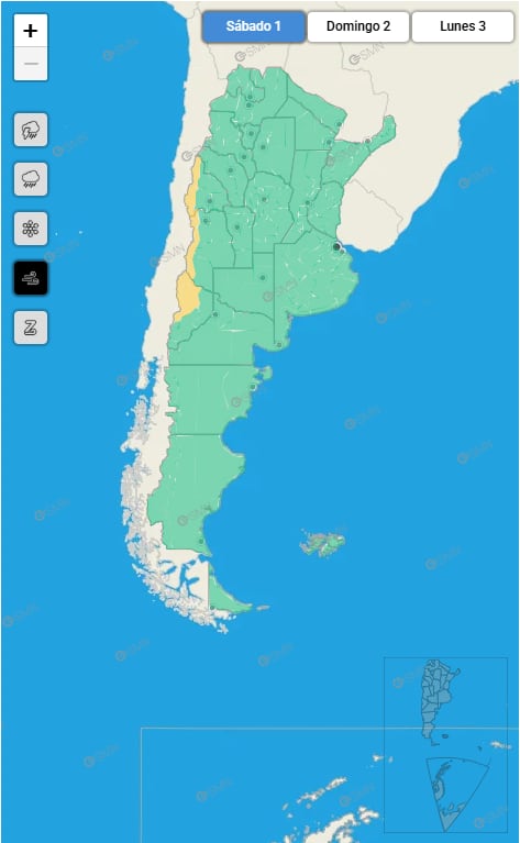 Se espera que el sábado aún continúe con fuertes vientos una zona de la cordillera de los andes y parte de la provincia de Neuquén