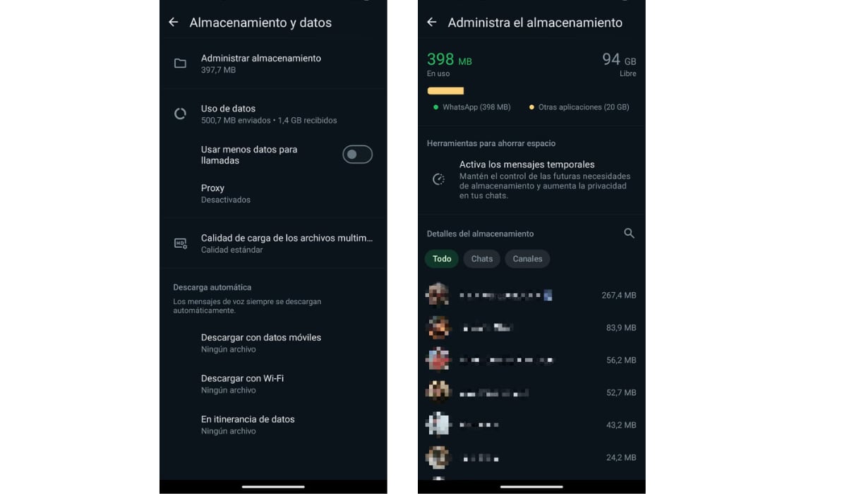 La papelera de WhatsApp está en la sección administra el almacenamiento. (Foto: WhatsApp)
