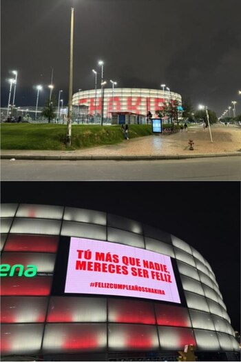 El Movistar Arena recordó a la colombiana en sus pantallas durante la jornada - crédito @andresguillen6_/X