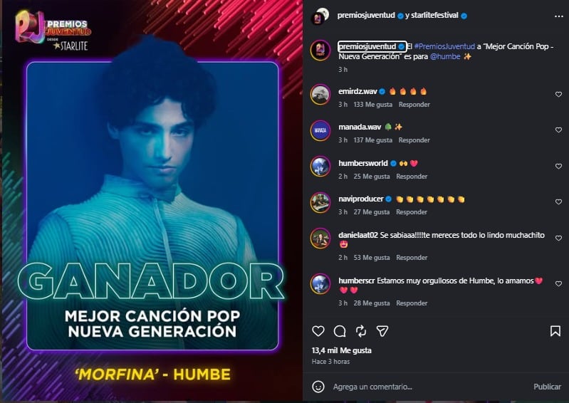 La canción “Morfina” de Humbe resultó ganadora.