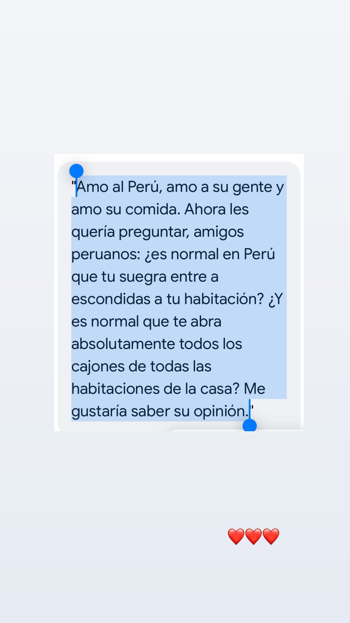 La modelo española preguntó a sus seguidores peruanos sobre las costumbres familiares y desató debate en redes.IG