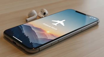 Celular en modo avión con icono de avión activado