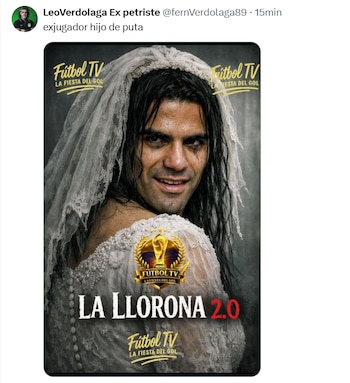 Imágenes de la 'Llorona' y GIFs de Falcao llorando refuerzan la percepción de sus reacciones exageradas ante derrotas y arbitrajes - crédito X