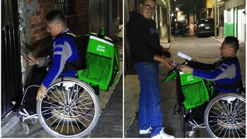 Repartidor de comida en sillas