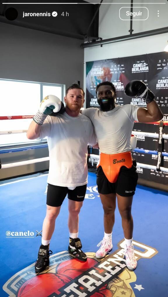 Canelo Álvarez realizó sparring con Jaron “Boots” Ennis previo a su combate contra Crawford (Instagram | jaronennis)