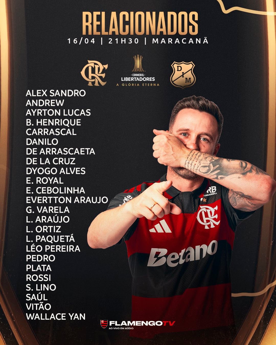 Lista de convocados de Flamengo para el partido contra el Medellín en el estadio Maracaná - crédito Flamengo