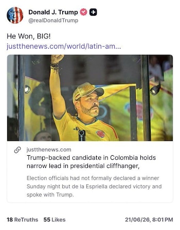 Donald Trump felicitó a Abelardo de la Espriella