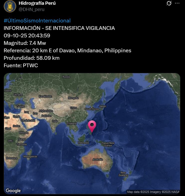 La Marina de Guerra del Perú descartó, por el momento, riesgo de tsunami en el litoral nacional, aunque mantiene un monitoreo constante. (Captura de pantalla)