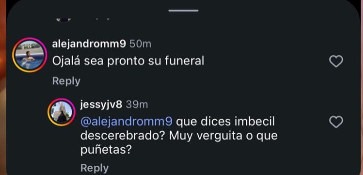 El usuario con nombre de Alejandro le deseó la muerte a la hija del jugador de Toluca (Captura de Pantalla)