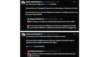 Los tuits de Eddie Fleischman por el desastre en la selección de Italia en las que apunta contra la FPF y su presidente, Agustín Lozano.