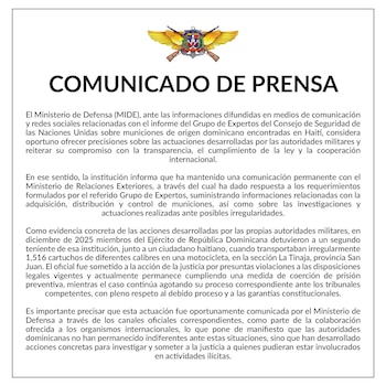 El Gobierno dominicano entregó a las Naciones Unidas reportes sobre la compra, custodia y distribución de su material bélico. (Cortesía: Ministerio de Defensa de República Dominicana)