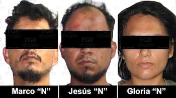 Los tres sentenciados fueron detenidos en 2024 tras un operativo en el ejido San Francisco, municipio de Hidalgo, Tamaulipas, donde una persona privada de la libertad fue localizada y rescatada. (Crédito: Fiscalía de Tamaulipas)