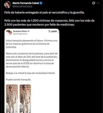 María Fernanda Cabal - crédito @MariaFdaCabal/X