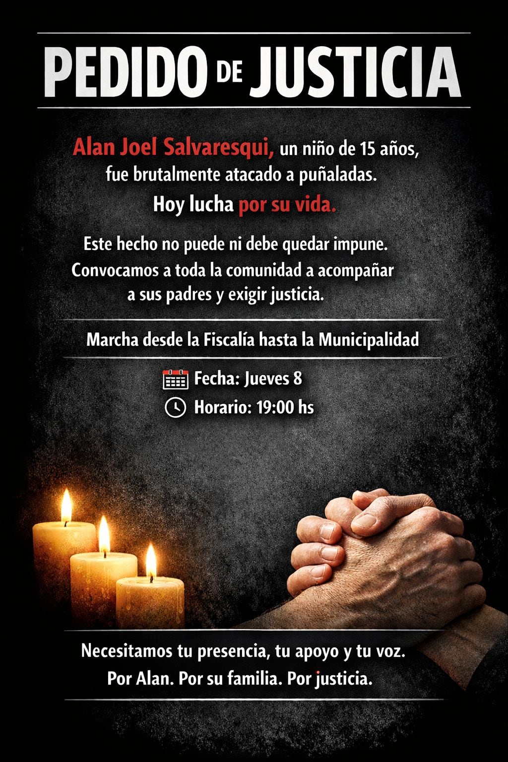 La familia de la víctima convocó a una marcha en el centro de la ciudad