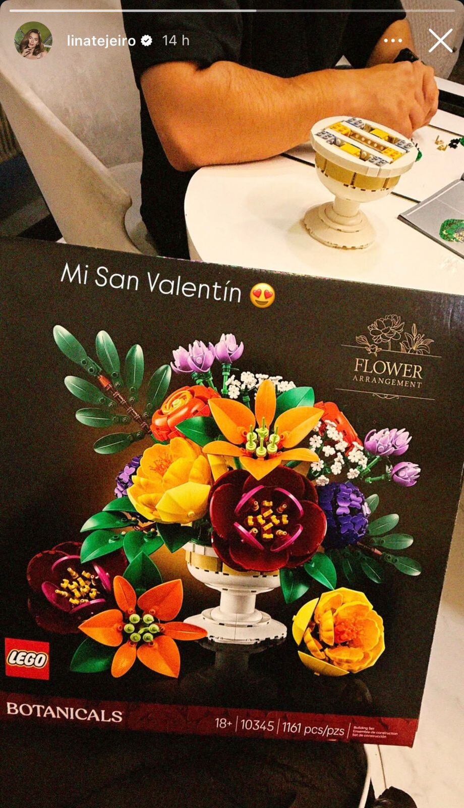 Lina Tejeiro compartió el regalo que recibió de San Valentín y las redes sociales estallaron porque supuestamente fue uh regalo de su pareja - crédito @linatejeiro/IG