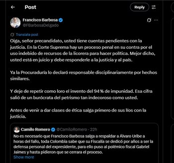 Francisco Barbosa le contestó a