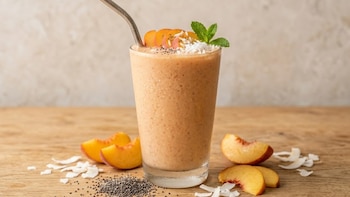 Licuado de durazno, coco y chia -México- 2 abril