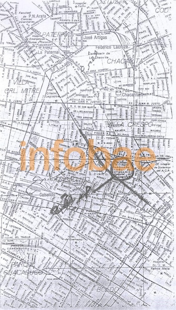 Mapa del Parque Centenario señalado