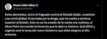 Álvaro Uribe, expresidente de Colombia,