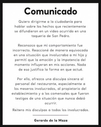 De acuerdo con el comunicado, se señala una inconformidad por la atención en el establecimiento.