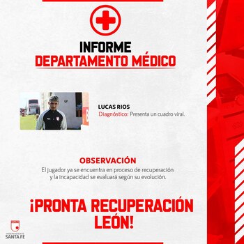 El cuadro Cardenal tendrá la baja del futbolista argentino para el duelo ante América de Cali-crédito Jefatura de prensa de Independiente Santa Fe