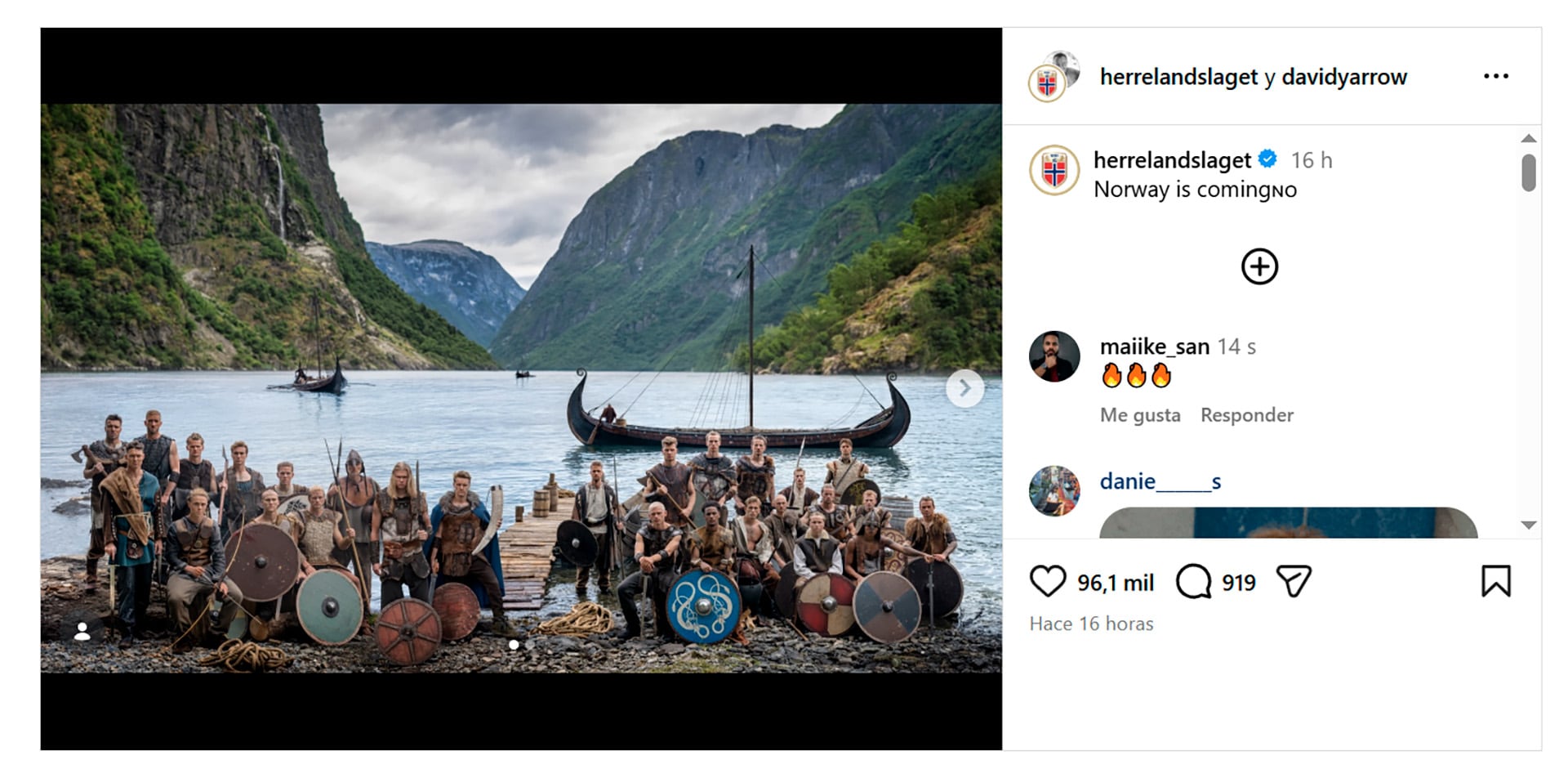 El posteo de Instagram de Noruea