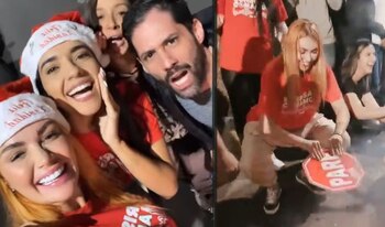 Sara Uribe con la comunidad