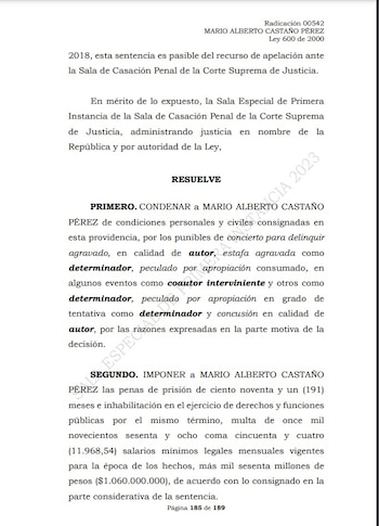 Pantallazo del fallo de la