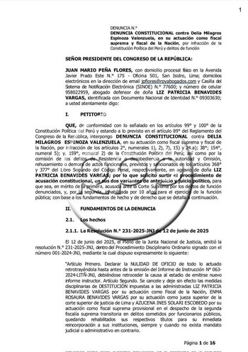 Denuncia constitucional contra fiscal de