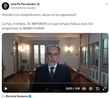 Senador Jota Pe Hernández reclamó mayor firmeza frente a protestas indígenas en Bogotá - crédito @JotaPeHernandez/X
