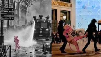 Imágenes de la Pantera Rosa protestando en París no son reales, fueron hechas con IA