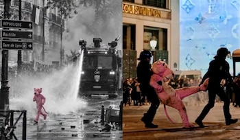 Las imágenes virales de la Pantera Rosa en las protestas de París fueron creadas con herramientas de inteligencia artificial.