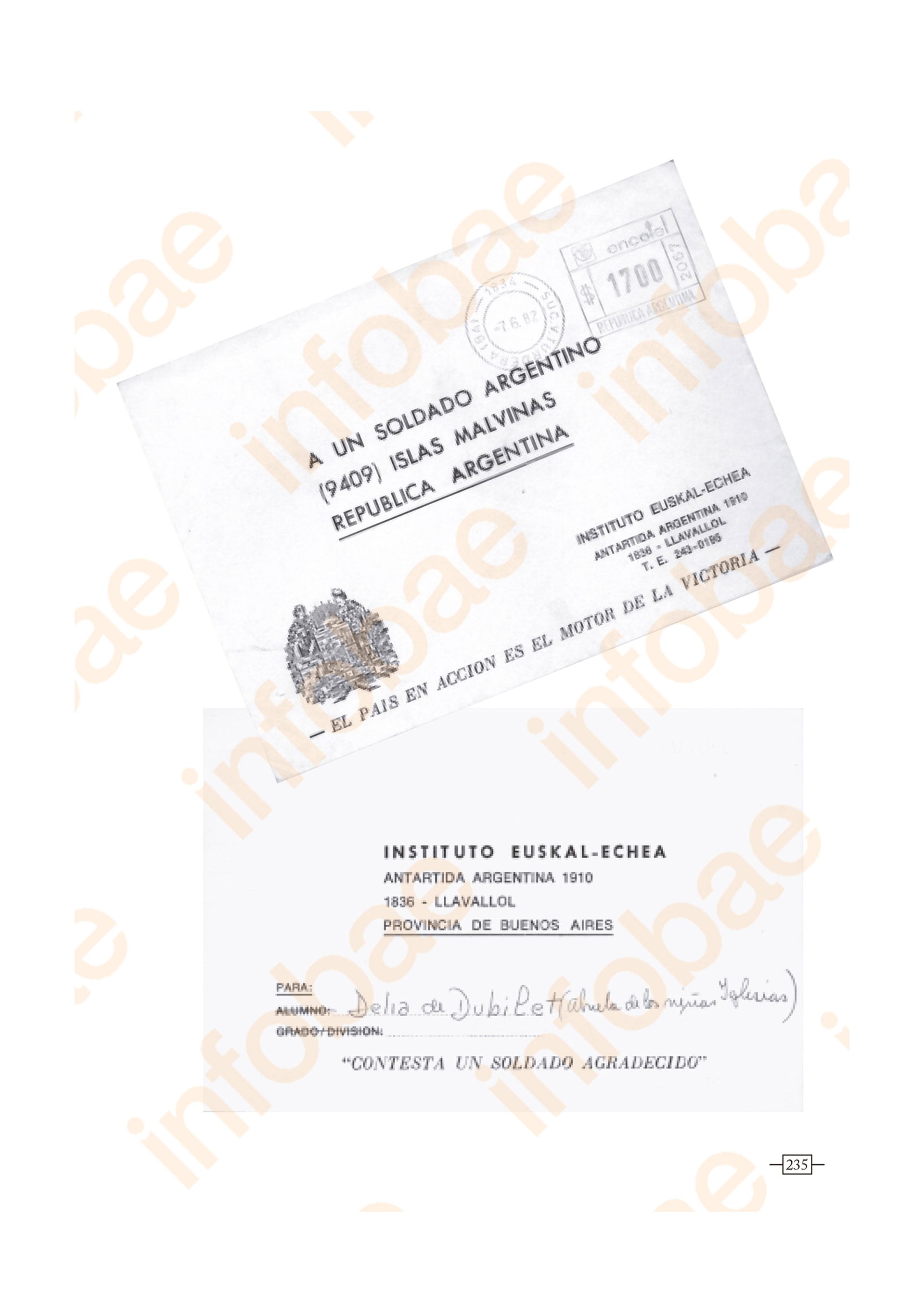 El colegio de la colectividad vasca Euskal Echea alentó a la comunidad para mandar cartas a los soldados de Malvinas