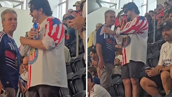 Amaury Vergara presume los colores rojiblancos en la semifinal Francia vs España del Mundial