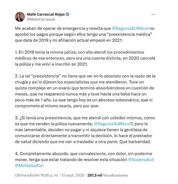 La representante Mafe Carrascal denunció