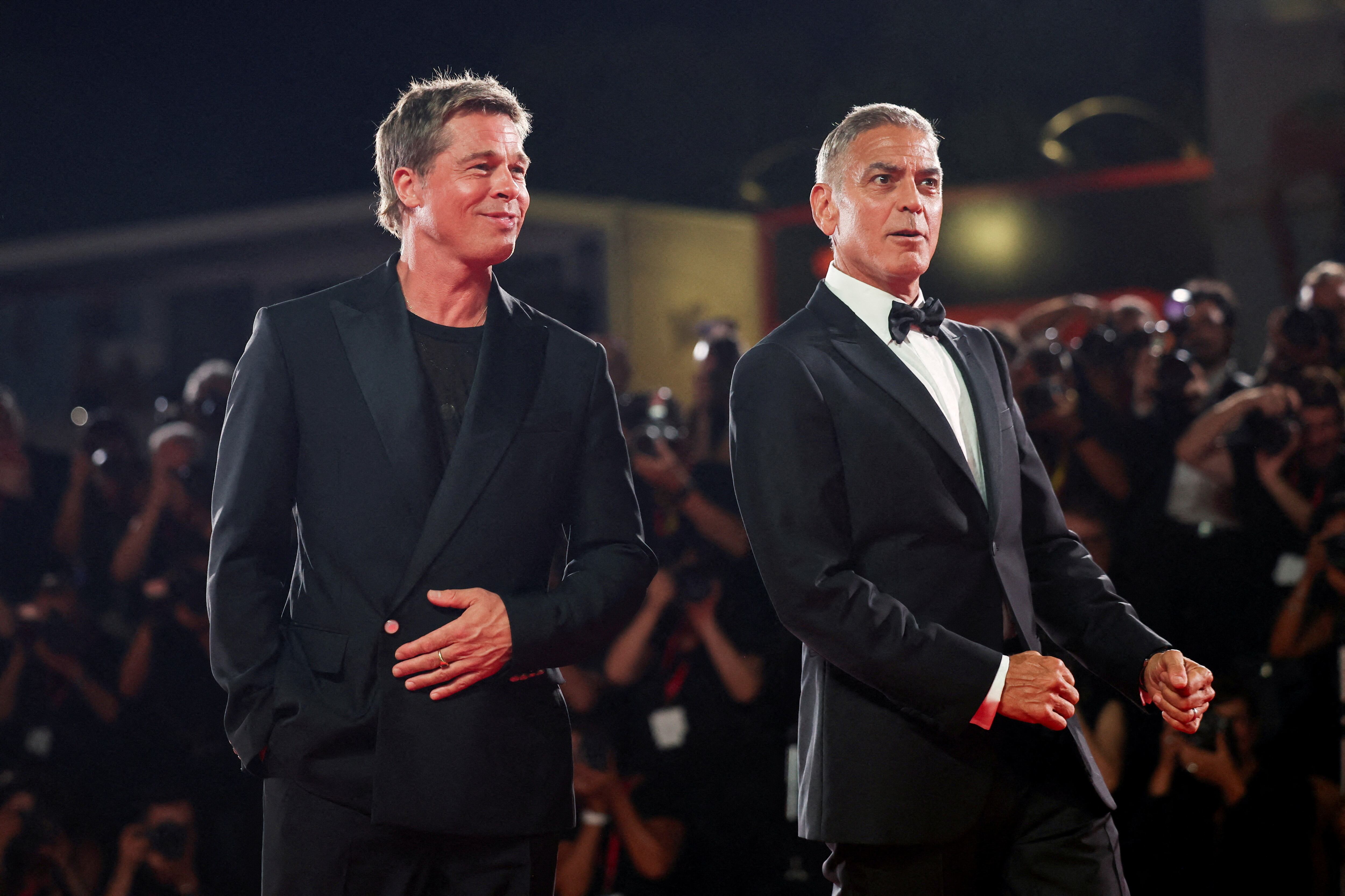 Brad Pitt y George Clooney en la premiere de 