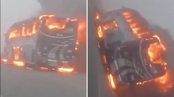 Integrantes del ELN incendiaron un bus en la vía Bogotá-Cúcuta: obligaron a los pasajeros a descender y quemaron sus pertenencias