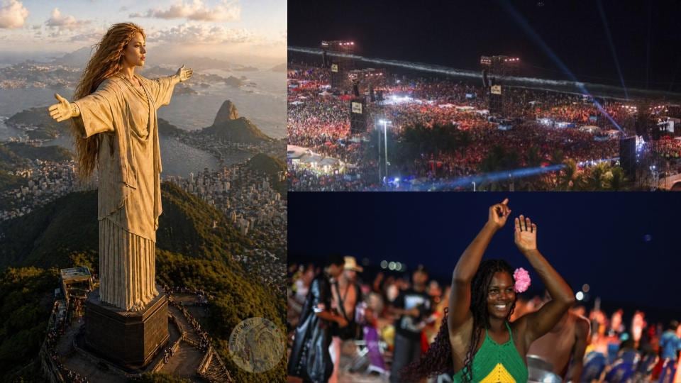 Todo esta listo en Copacabana, con millones de espectadores, para que inicie el concierto de Shakira en la playa de Rio de Janeiro - crédito cortesía Shakira, AFP y Reuters