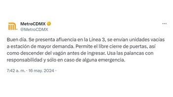 Comunicado del Metro en su