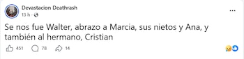 El comunicado de la banda en Facebook