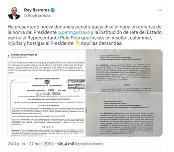 Las acciones legales fueron presentadas a la Procuraduría y la Corte Suprema de Justicia.
Twitter (@RoyBarreras)