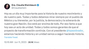 Claudia Sheinbaum previo a la