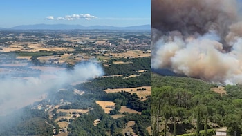Columna de humo del incendio de La Bisbal d'Empordà, en Girona. (Bombers)