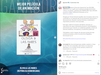 El triunfo de "Olivia & las nubes" en los Premios Platino 2026 refleja el avance de la animación dominicana en un certamen tradicionalmente dominado por Brasil, Argentina y España. (Foto cortesía redes sociales)