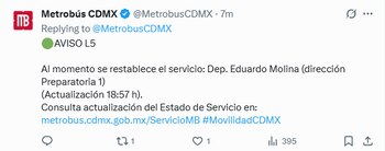Actualización Metrobús - 28 de