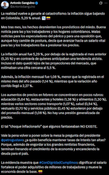 Publicación del ministro de Trabajo,