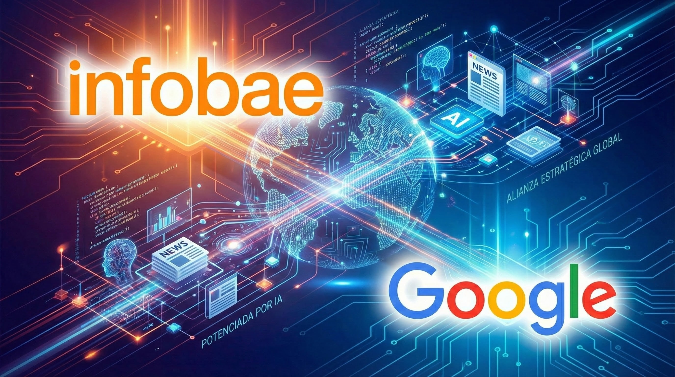 Infobae representa a Hispanoamérica en el programa global de colaboración entre Google y medios líderes. (Visuales IA)