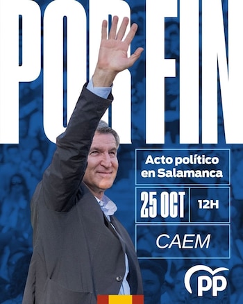 21/10/2026 El presidente del PP, Alberto Núñez Feijóo, visitará Salamanca este domingo para participar en un acto del PP en el CAEM
ESPAÑA EUROPA CASTILLA Y LEÓN POLÍTICA
PP