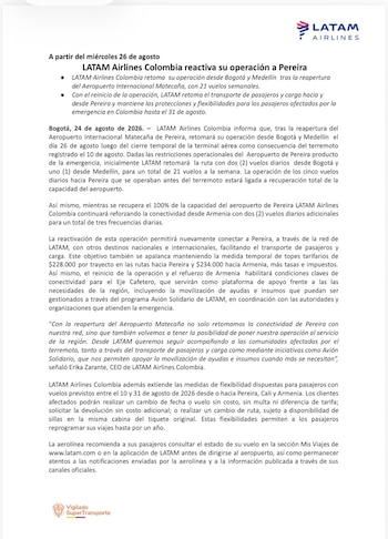 Latam Airlines - crédito Latam Airlines
